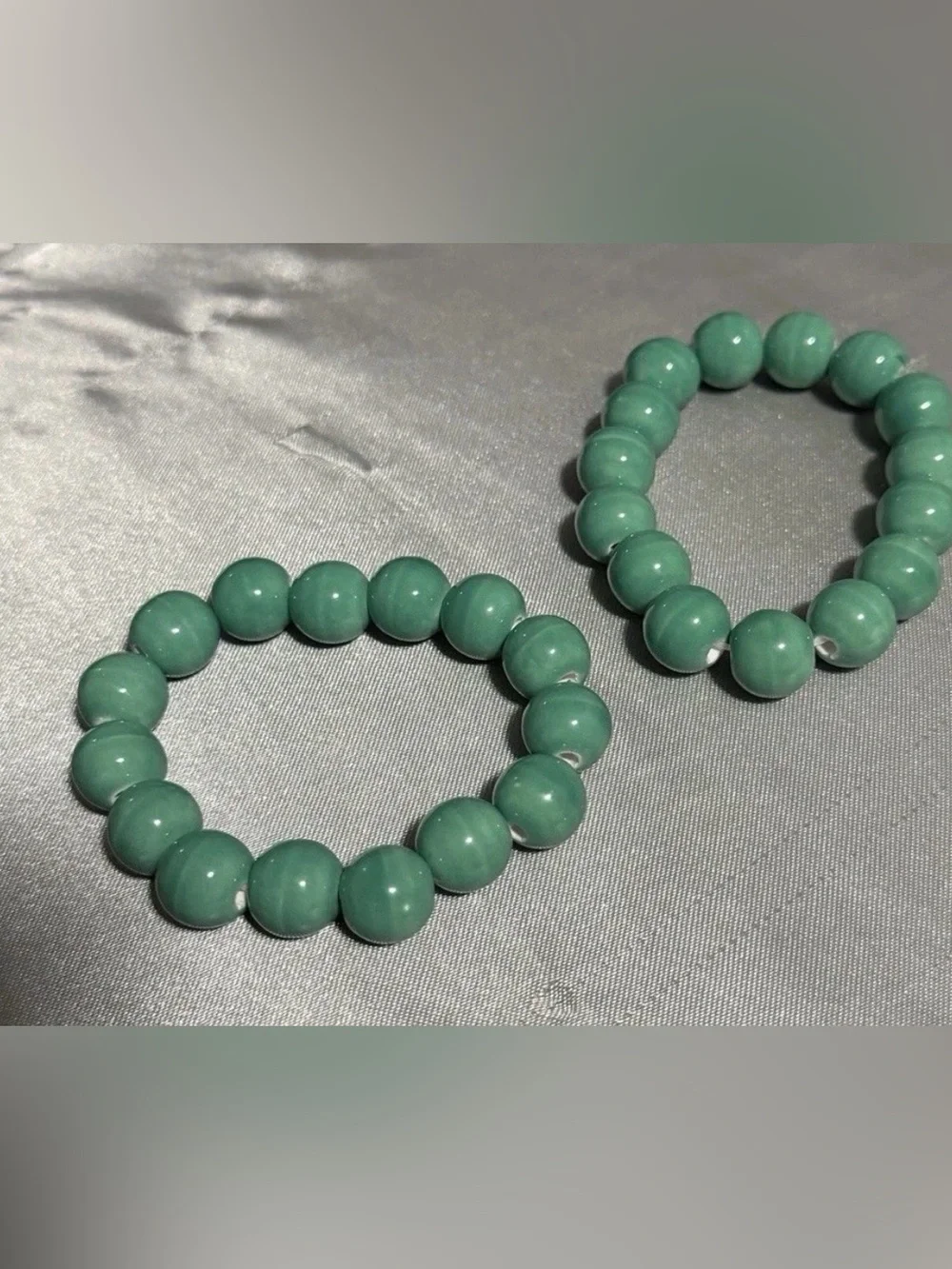 Handmade Green Beaded Stretch Bracelets lot of 2 - Women Jewelry